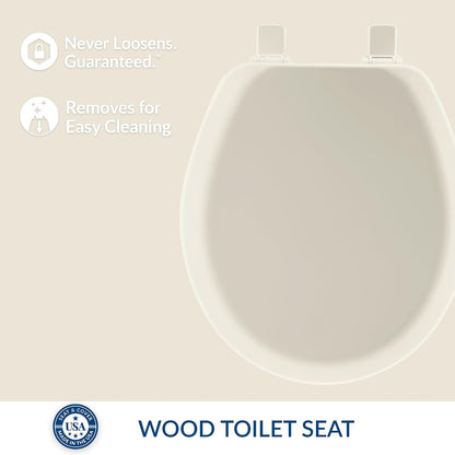 Mayfair Cameron Biscuit Toilet Seat, Non Slip Heavy Duty Wood, Easy Clean, Made in USA, Round