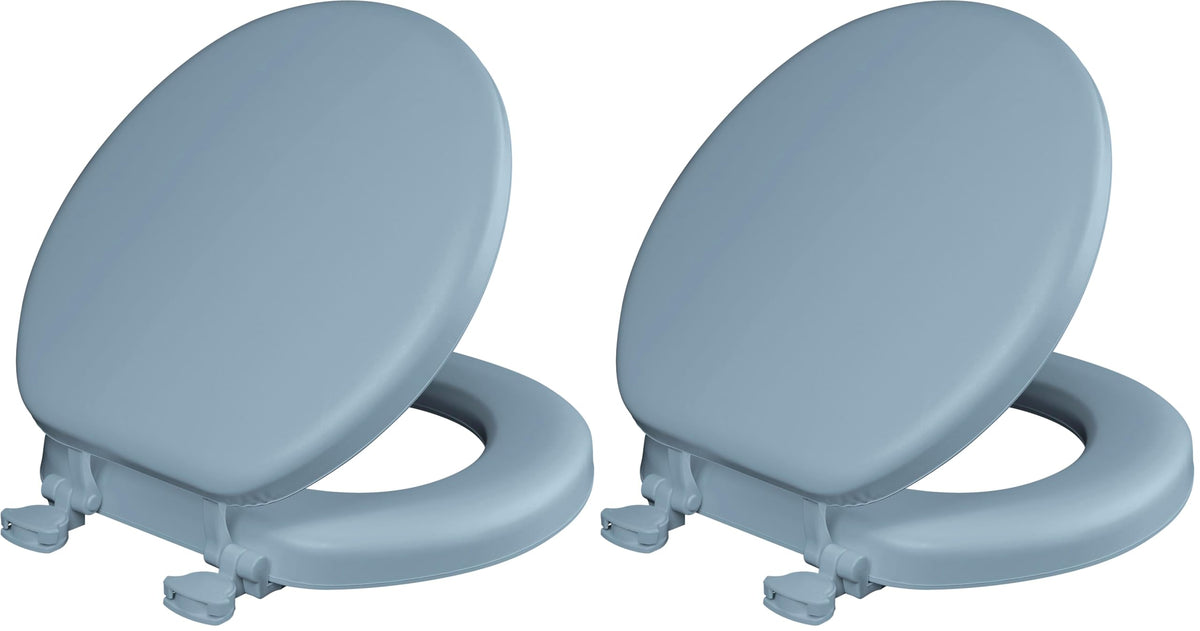 Mayfair Padded Toilet Seat, Cushioned Soft Vinyl over Wood Core Seat, Secure Hinges, Easy Clean, Made in USA, Round, White