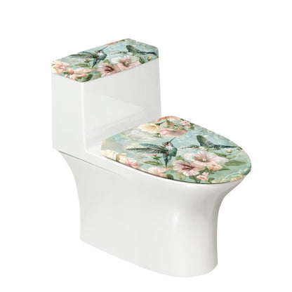Starfish Toilet Lid & Tank Covers Shell Toilet Seat Covers for Bathroom Dust Cover Set 2 Piece Polyester Fabric Bathroom Covers Elastic Bottom Soft Universal for Most Toilet Bowl Lids