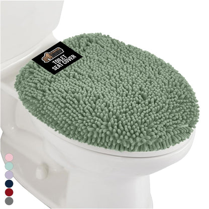 GORILLA GRIP Soft Chenille Toilet Lid Seat Cover, 19.5x18.5 Ivory