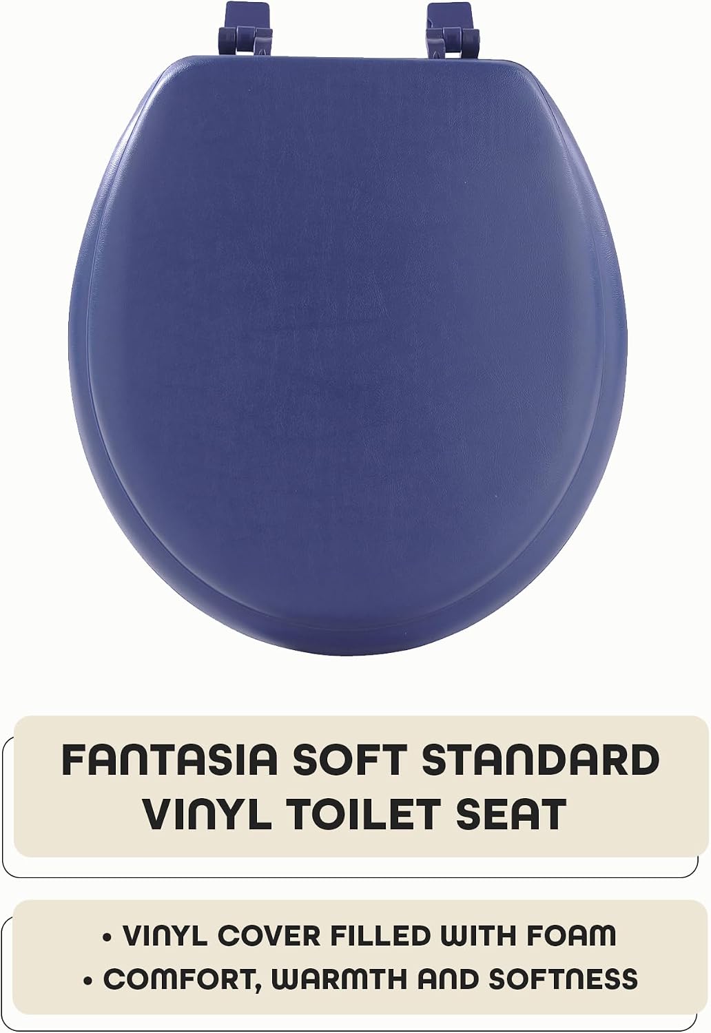 Soft Standard Vinyl Toilet Seat, Navy, 17 in