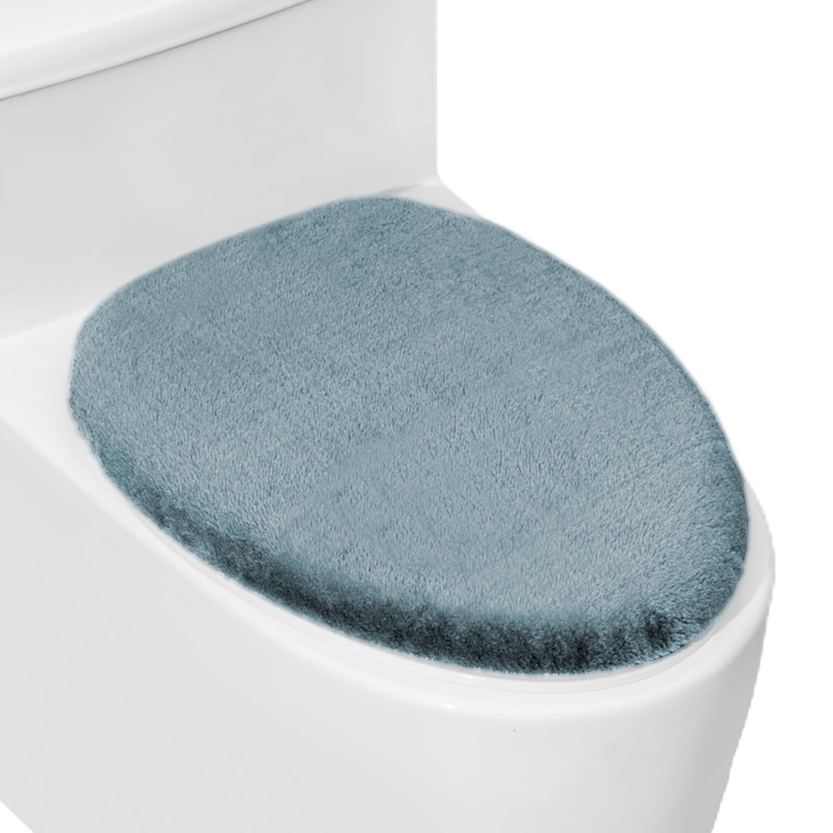 Soft Plush Toilet Lid Cover for Bathroom, Machine Washable Toilet Seat Covers, Fits Most Round Elongated and Oblong Lids, Easy Installation& Cleaning (Turquoise)