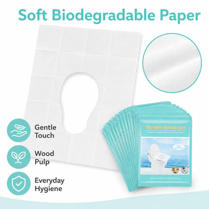 Toilet Seat Covers Disposable, 50 Pcs Flushable Paper Travel Accessories