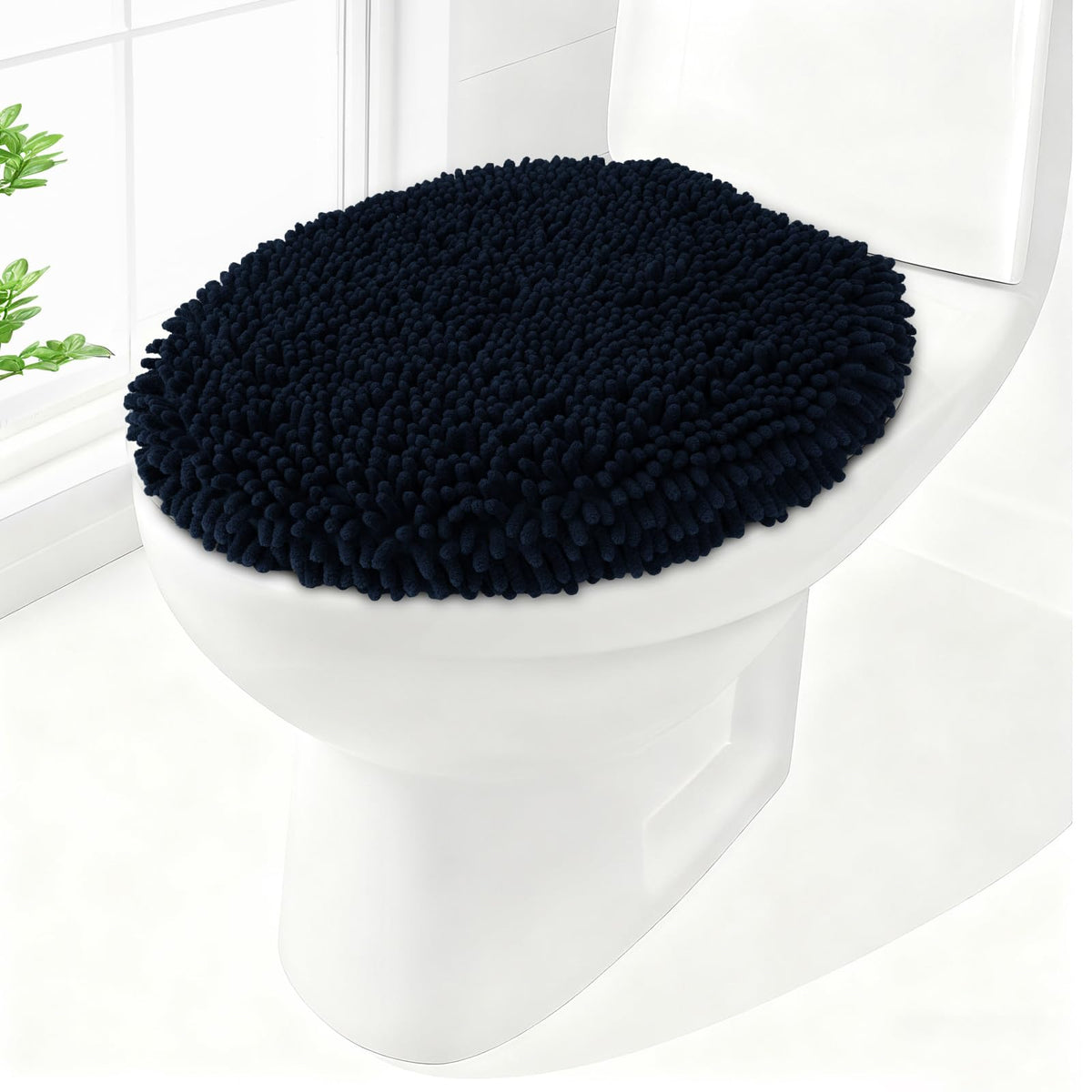 Soft Chenille Toilet Lid Cover 19.5L x 18.5W Machine Washable
