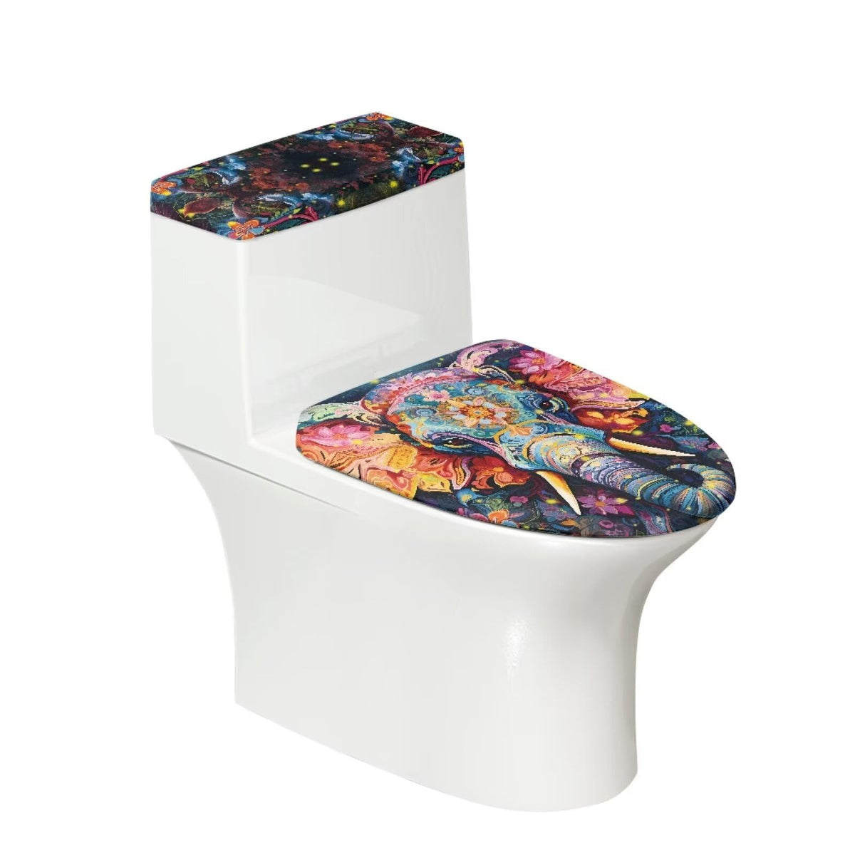 Starfish Toilet Lid & Tank Covers Shell Toilet Seat Covers for Bathroom Dust Cover Set 2 Piece Polyester Fabric Bathroom Covers Elastic Bottom Soft Universal for Most Toilet Bowl Lids