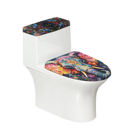 Starfish Toilet Lid & Tank Covers Shell Toilet Seat Covers for Bathroom Dust Cover Set 2 Piece Polyester Fabric Bathroom Covers Elastic Bottom Soft Universal for Most Toilet Bowl Lids