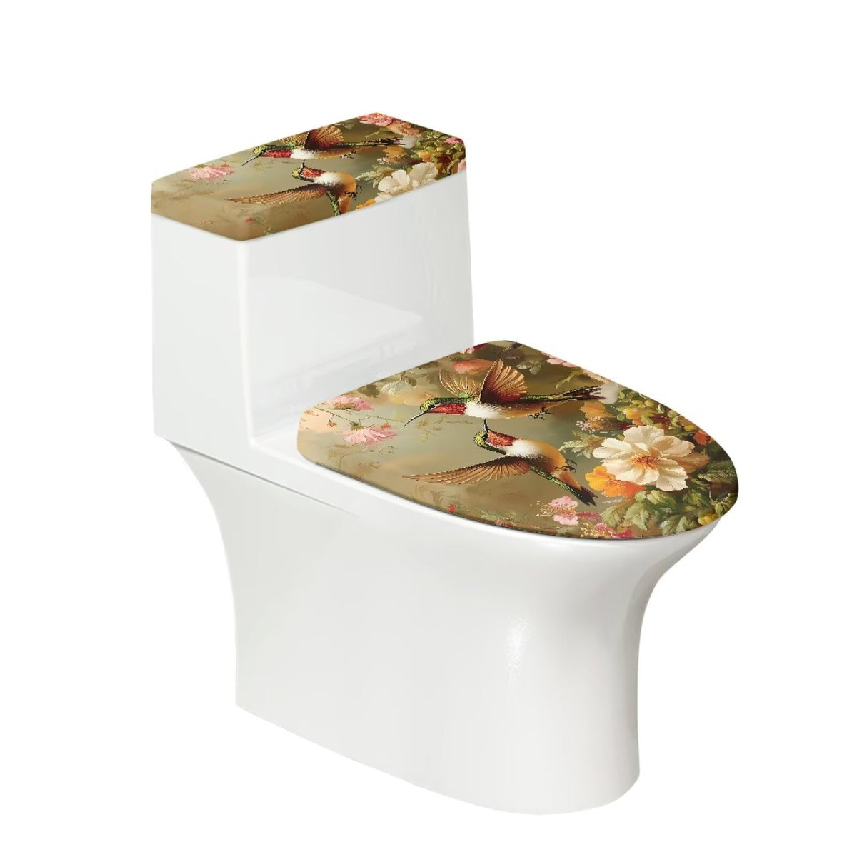 Starfish Toilet Lid & Tank Covers Shell Toilet Seat Covers for Bathroom Dust Cover Set 2 Piece Polyester Fabric Bathroom Covers Elastic Bottom Soft Universal for Most Toilet Bowl Lids