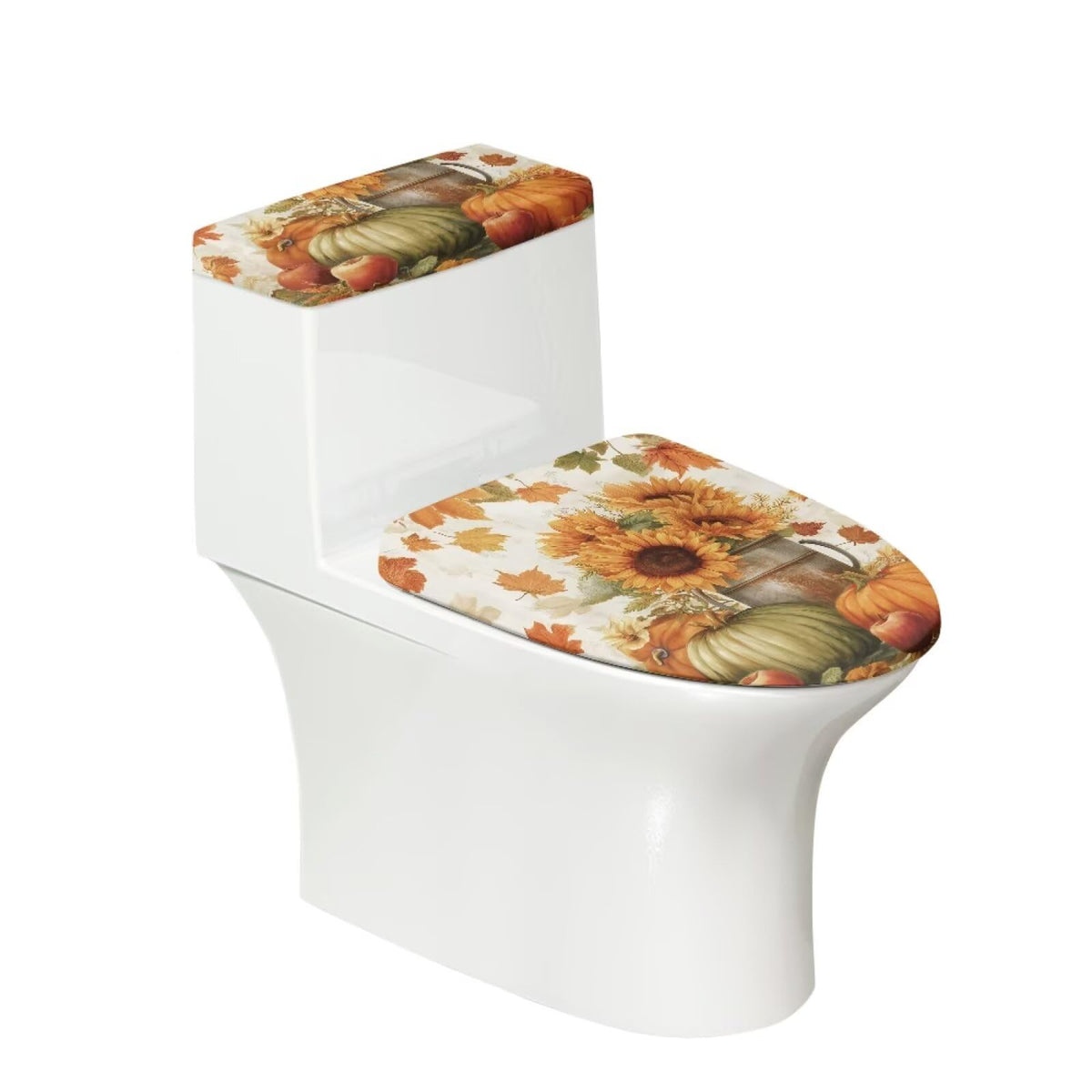 Starfish Toilet Lid & Tank Covers Shell Toilet Seat Covers for Bathroom Dust Cover Set 2 Piece Polyester Fabric Bathroom Covers Elastic Bottom Soft Universal for Most Toilet Bowl Lids