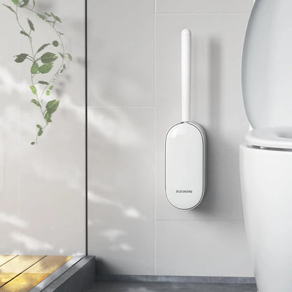 Wall-Mounted Toilet Brush Holder, Space-Saving Design, Curved Bristles Clean Corners, Quick-Dry Antibacterial, Easy Maintenance Bathroom Essential