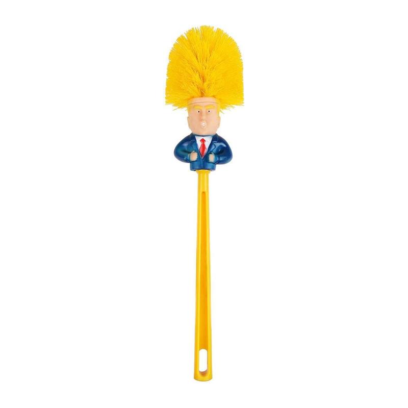 Donald Themed 1-Piece Durable Long Reach Toilet Bowl Brush & Plunger, Glass-Plastic Bathroom Cleaning Supplies, Daily Political Gag Gift for Humor Lovers with "Make Your Toilet Great Again" Design