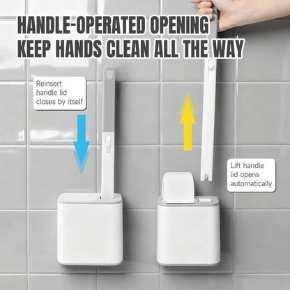 Disposable Toilet Brush Set with Toilet Cleaning System, 1 Brush & 24 Cleaner Refills, 15.7-in ABS Plastic Long Handle Wand, Space-Saving Wall-Mounted Caddy, Bathroom Cleaning Accessory, 1 Brush & 24Cleaner Refills