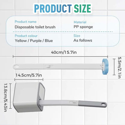 Wall-Mount ABS Plastic Disposable Toilet Brush & Plunger Kit Set - Long-Reach Handle Toilet Brush Cleaner, Self-Cleaning Rotatable, Plush Pads, No Pre-Rinse, No Mess, No Odor for Bathroom Hygiene Convenience