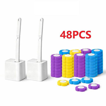Plastic Body Toilet Cleaning Brush with Stand, Handle & 30 Disposable Replacement Heads, Anti-Fouling No-Scratch Hygienic Bathroom Tool, Easy-to-Clean Single-Use Stick