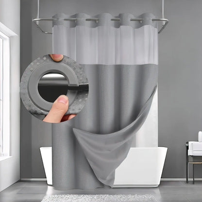 Waffle Pattern Shower Curtain, Shower Curtain Liner, Removable Shower Curtain, 1 Count Modern Waterproof Bathroom Curtain, Bathroom Accessories for Home Hotel Salon Dormitory Decor, Shower Curtain and Liner, Bathroom Curtains Shower