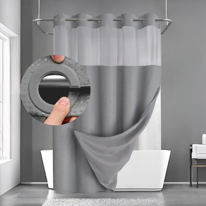 Waffle Pattern Shower Curtain, Shower Curtain Liner, Removable Shower Curtain, 1 Count Modern Waterproof Bathroom Curtain, Bathroom Accessories for Home Hotel Salon Dormitory Decor, Shower Curtain and Liner, Bathroom Curtains Shower