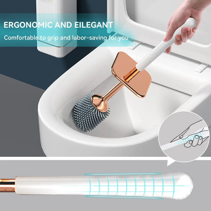 Aokala  Long Handle, Toilet Brush and Holder, Bathroom Brush Cleaner, Silicone Toilet Bowl Brush Set, Modern Bathroom Design, Durable Deep Cleaning Tool, Toilet Bowl Scrubber, Bathroom Cleaning Tools