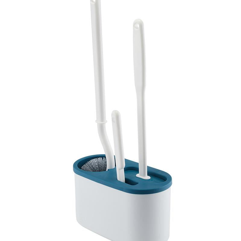 Japanese-Style Wall-Mounted 3-Piece Plastic Toilet Scrubber Brush Set - Long Handle, Soft Bristles, 360° Rotatable Head, Gentle Comprehensive Cleaning, Space-Saving Bathroom Home Supply Essential, Japanese-Style Design