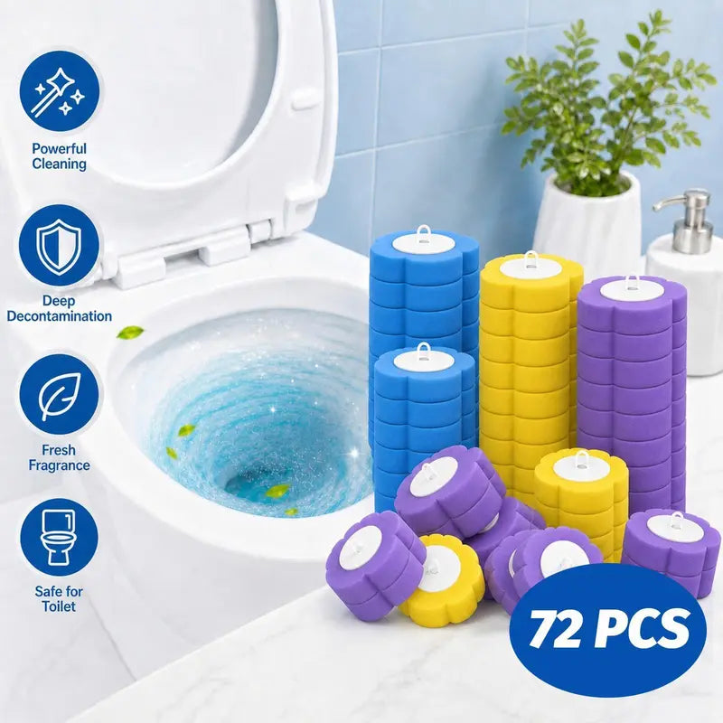 Nifogo Disposable Toilet Scrubber Brush Set, Includes 24 Refills, Triple-Layer Sponge Cleaner Wand, Fragrance Neutralizer, Plastic Wall-Mount Holder, Multi-Surface Tool for Daily Bathrooms Toilet Bowl Cleaning