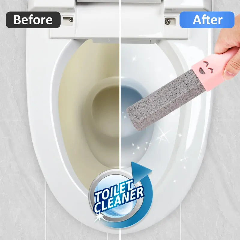 Grey Pumice Stone Scouring Stick Brush Set - 10 Toilet Brush Refills, 2 Universal Handles, Chemical-Free Rust & Limescale Remover, Anti-Fouling Stain Removal Tool for Home, Bathroom, Kitchen, Fast Effective Safe Cleaning