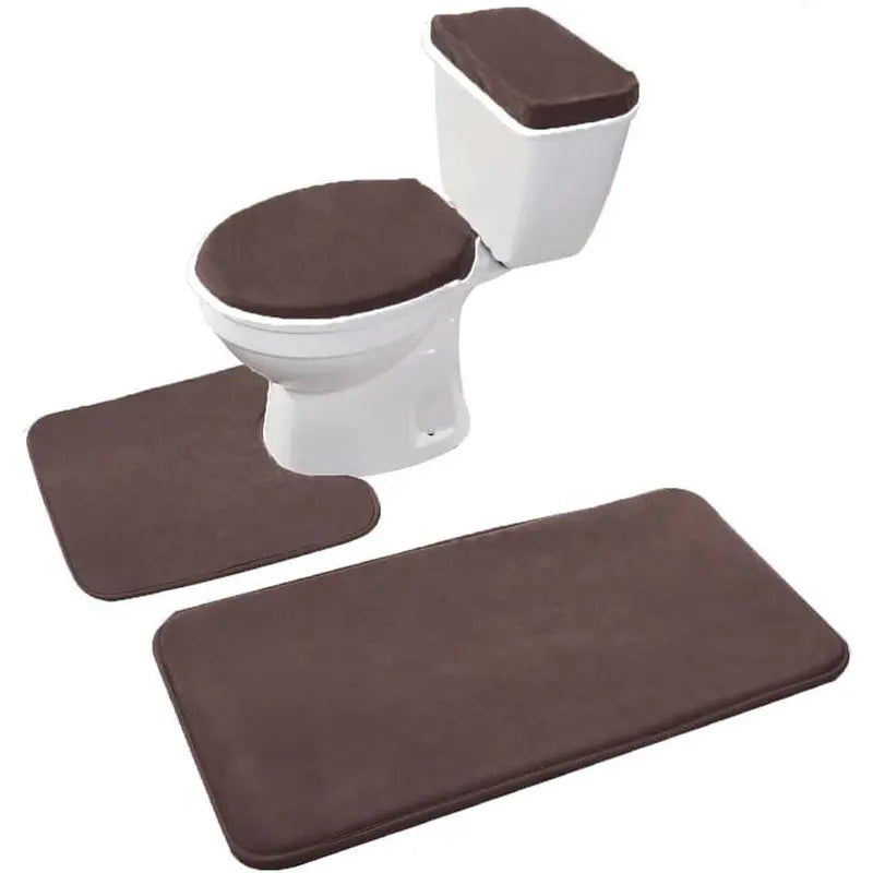 Black 4-Piece Soft Thick Velvet Memory Foam Bathroom Toilet Mat Set - Includes Toilet Seat Cover, Decorative Tank Cover, Bathroom Rug (Home Supply), Quantity Per Pack": "Four Pieces