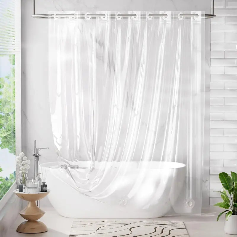 AmazerBath Hookless 8G Rainbow Shower Curtain - 72x75in Waterproof 100% EVA Light Translucent Colorful Bathroom Bathtub Accessory with 3 Heavyweight Stones, Gift-Worthy Plastic Design