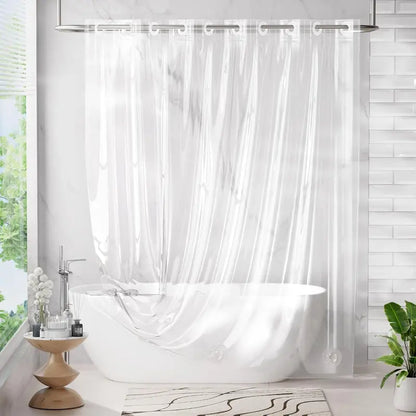 AmazerBath Hookless 8G Rainbow Shower Curtain - 72x75in Waterproof 100% EVA Light Translucent Colorful Bathroom Bathtub Accessory with 3 Heavyweight Stones, Gift-Worthy Plastic Design
