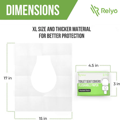Relyo Toilet Seat Cover Disposable Flushable, XL Paper Liners, 50 Pack