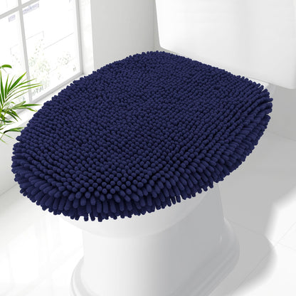 Smiry Soft Chenille Bathroom Toilet Lid Cover 17.5x15, Black