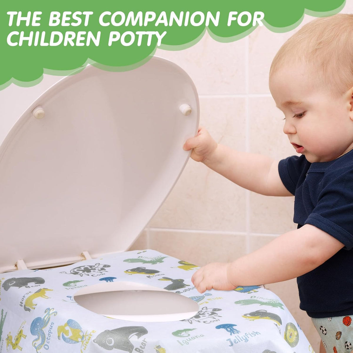 50 Packs Extra Large Disposable Toilet Seat Covers for Kids Adult, Animal