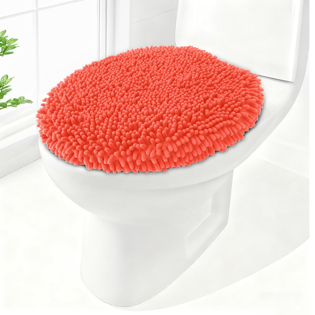 Soft Chenille Toilet Lid Cover 19.5L x 18.5W Machine Washable