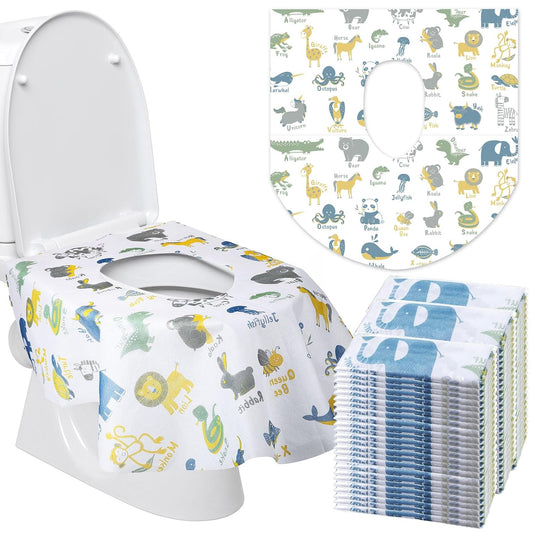 50 Packs Extra Large Disposable Toilet Seat Covers for Kids Adult, Animal