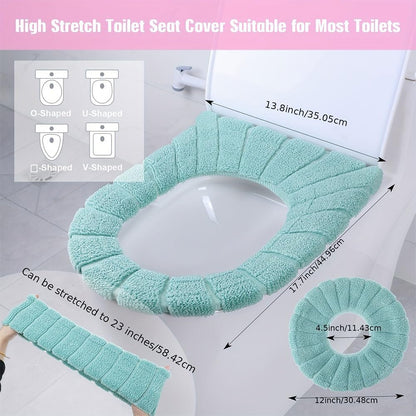 Warm Soft Toilet Seat Cover, Thick Stretchable Washable Bathroom Pad, 3PCS
