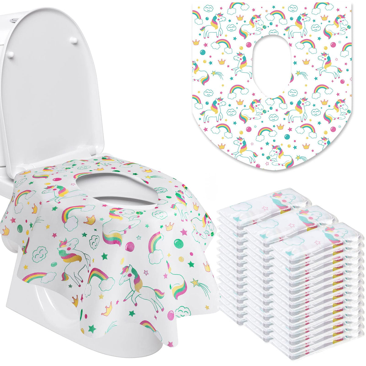 50 Packs Extra Large Disposable Toilet Seat Covers for Kids Adult, Animal