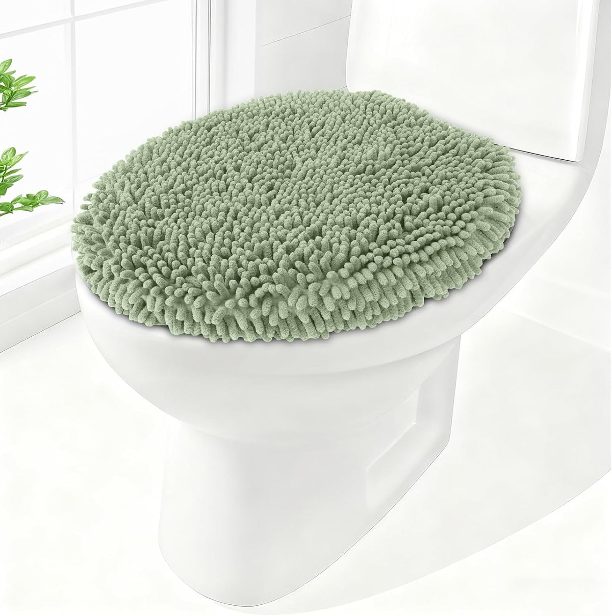 Soft Chenille Toilet Lid Cover 19.5L x 18.5W Machine Washable