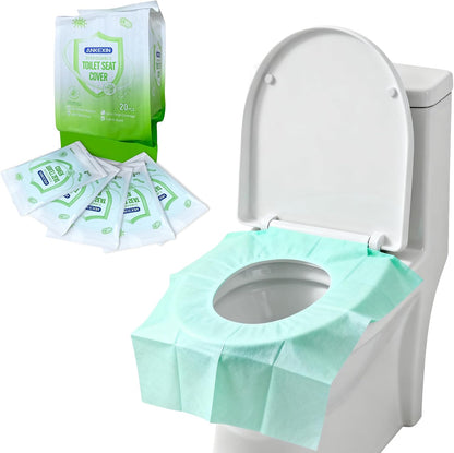 Disposable Toilet Seat Covers, 20 PCS Individually Travel Pack, XL Waterproof & Adhesive Secure Fit for Public Restrooms, Airplane & Office Use