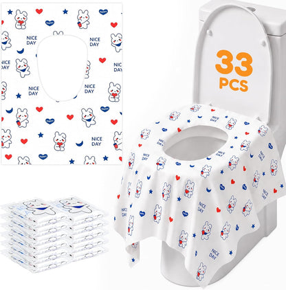 33 Pcs Toilet Seat Covers Disposable, Individually Wrapped for Travel