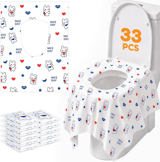 33 Pcs Toilet Seat Covers Disposable, Individually Wrapped for Travel