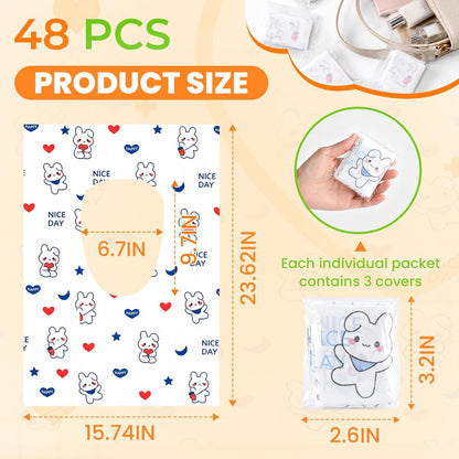48 Pcs Toilet Seat Covers Disposable, Individually Wrapped for Travel