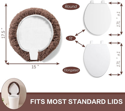 Microfiber Toilet Lid Cover, 17.5"x15" Fits Round Oblong and Elongated
