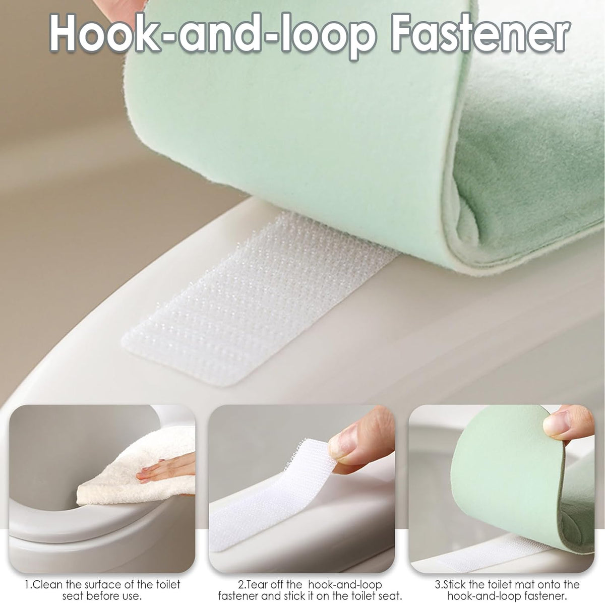 Thick and Elastic Toilet Seat Cover – Washable & Reusable with Double-Sided Hook and Loop Fastener for Easy Attachment – Cushioned Mat with Thick Sponge for Extra Comfort (Blue)
