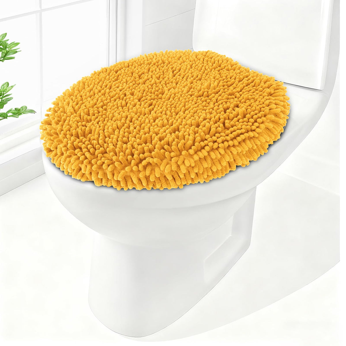 Soft Chenille Toilet Lid Cover 19.5L x 18.5W Machine Washable