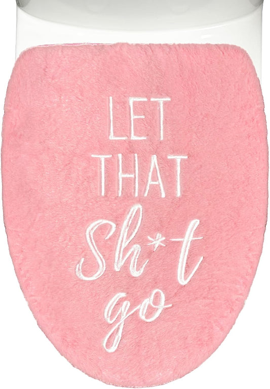 Funny Bathroom Decor Toilet Lid Cover Pink Bathroom Accessories Soft Fun Seat Covers 17.5"x15" Restroom Fits Most Oblong Round Elongated Toilet Lid Cute Home Room Decorations Pink