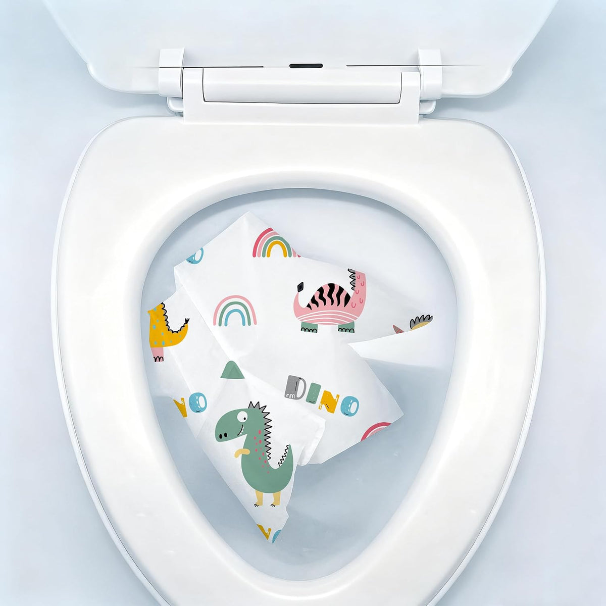 Dinosaur Toilet Seat Covers Disposable 100 Pack,Large Waterproof Potty Covers for Kids,Travel-Friendly Individual Packs,Perfect for Toddlers’ Potty Training in Public Restrooms