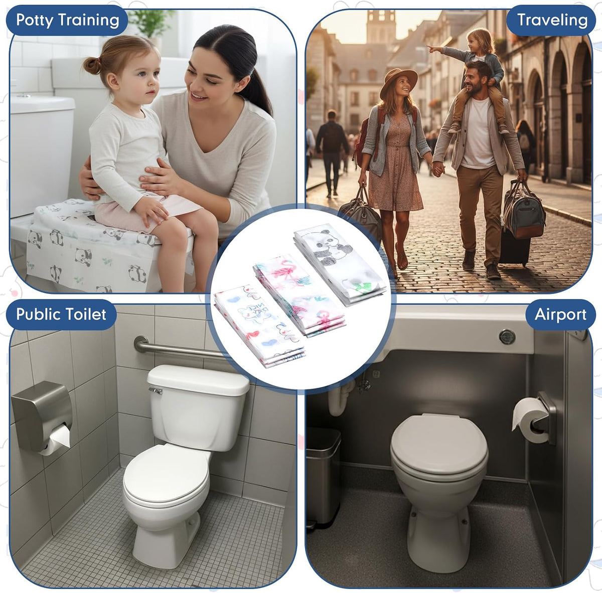 Dunzoom 100 Pack Disposable Toilet Seat Covers, Cute Animal Waterproof