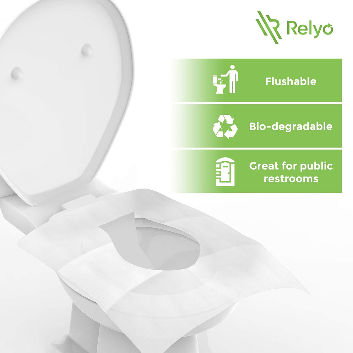 Relyo Toilet Seat Cover Disposable Flushable, XL Paper Liners, 50 Pack