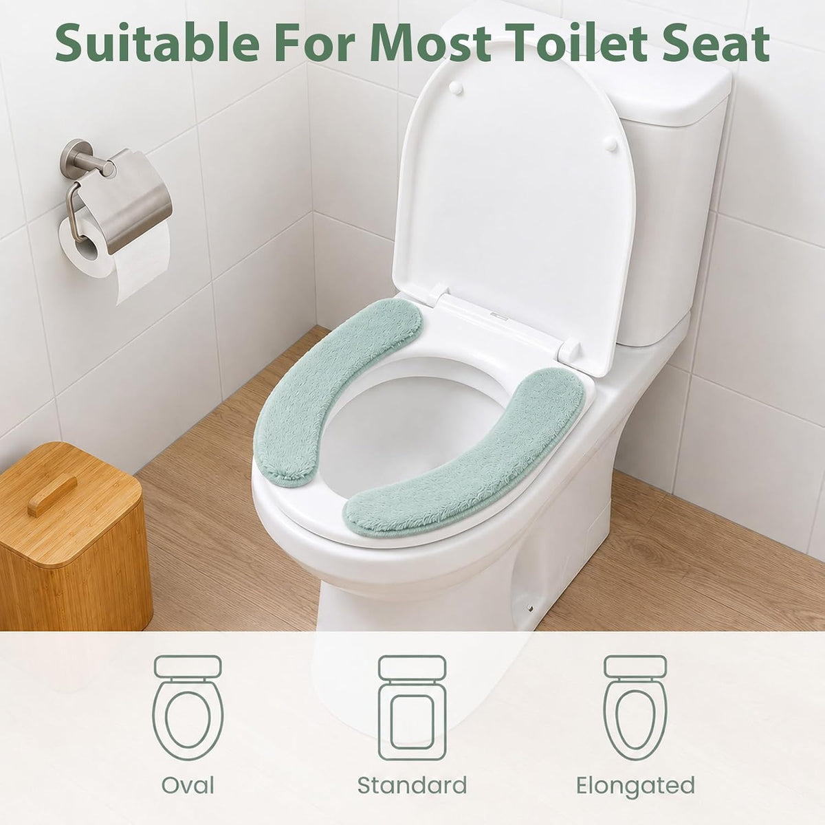 Thick and Warm Toilet Seat Cushion,Soft Plush Toilet Cushion(Green)