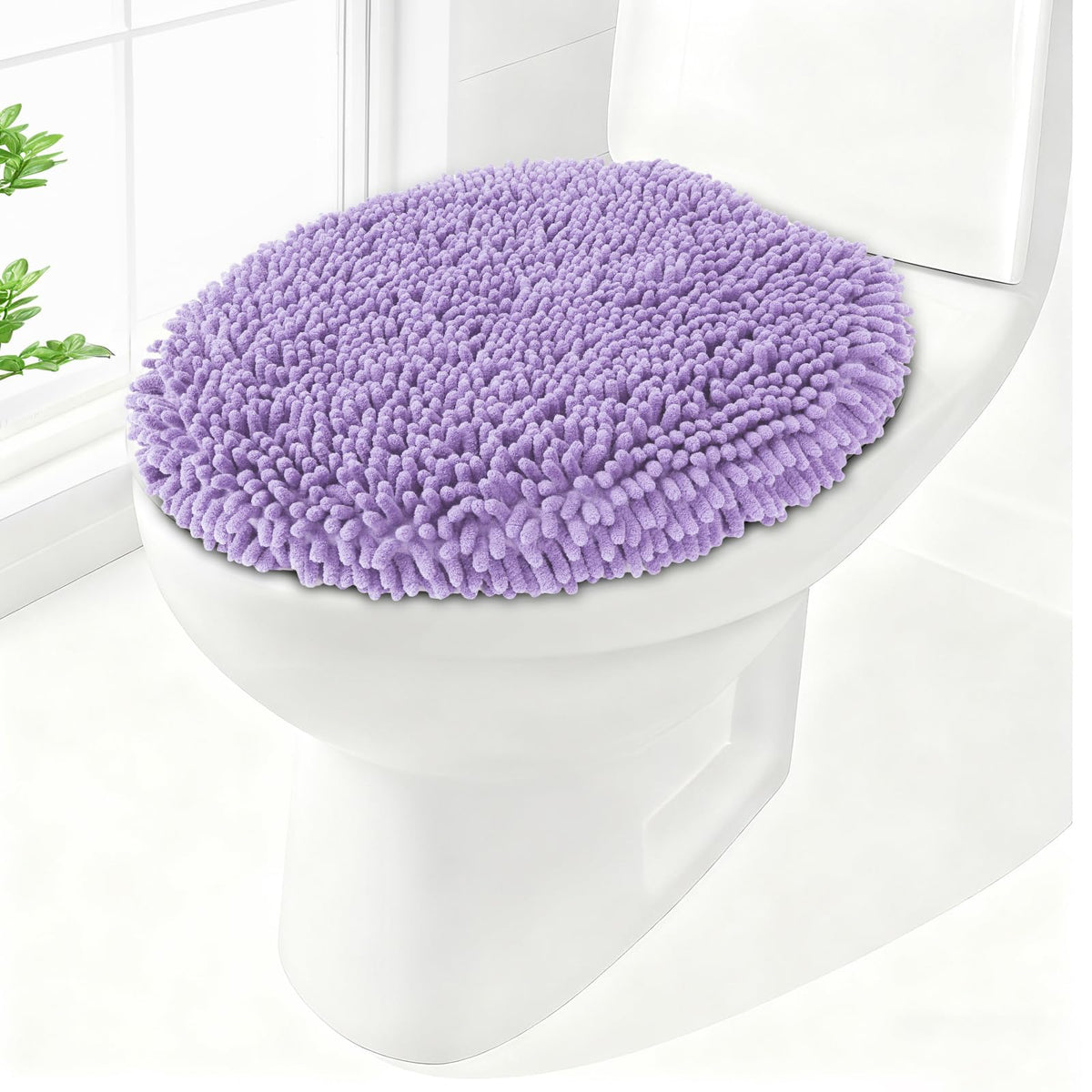 Soft Chenille Toilet Lid Cover 19.5L x 18.5W Machine Washable