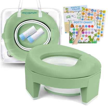 MCGMITT Potty Training Toilet Seat for Toddlers Boys Girls, Portable Baby Toilet Soft EVA Folding Kids Potty Chair Cover with Splash Guard for Travel, Including 3 Non-Slip Feet and Storage Bag (Blue)