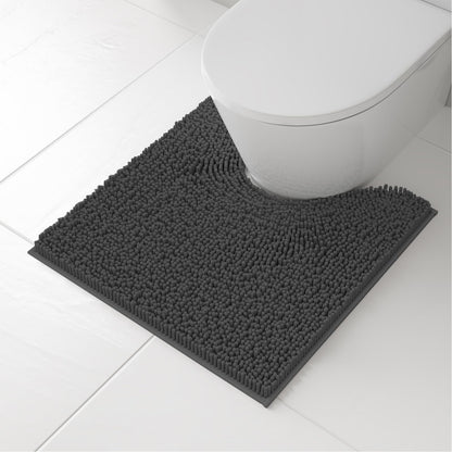 RUN HELIX Bathroom Toilet Lid Cover,Chenille Machine Washable Seat Covers, 17.5x15, Stays in Place Rubber Backing, Fits Most Round, Elongated and Oblong Lids, Accessories Decor,White