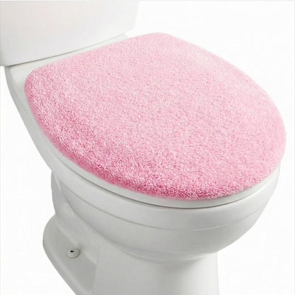 Microfiber Toilet Lid Cover, Non-Slip Soft Toilet Cover Adjustable Toilets Seat Covers Absorbent Machine Washable Covers Elastic Fits Most Round Elongated Toilets Bathroom Decor